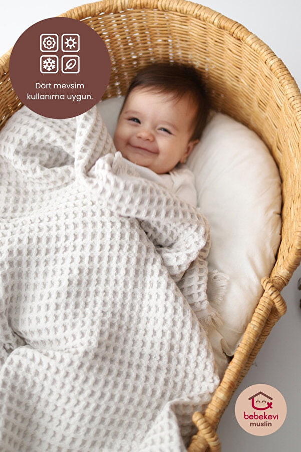 CometBaby™ %100 Pamuk Müslin Waffle Battaniye