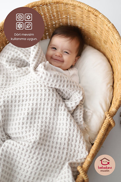 CometBaby™ %100 Pamuk Müslin Waffle Battaniye