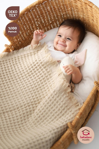 CometBaby™ %100 Pamuk Müslin Waffle Battaniye