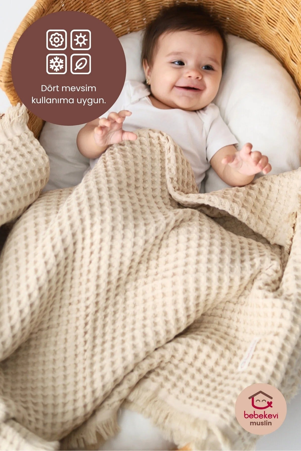 CometBaby™ %100 Pamuk Müslin Waffle Battaniye
